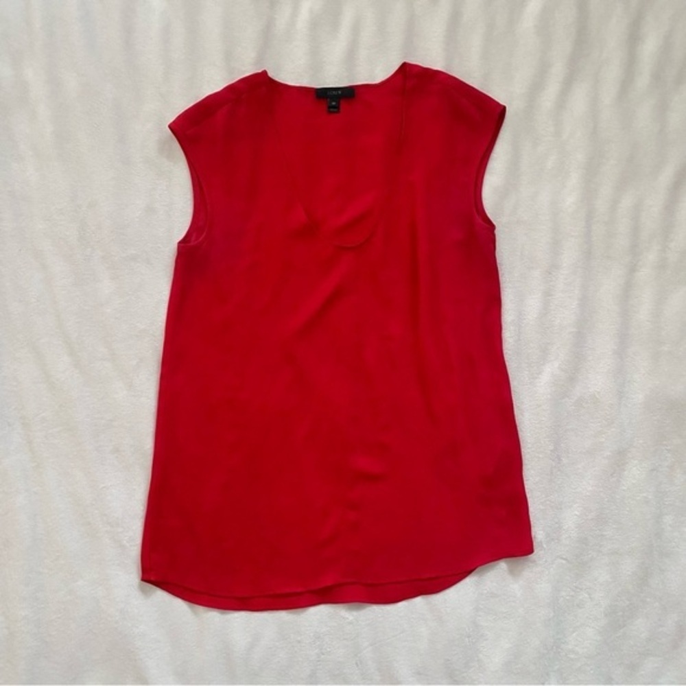 J. Crew Scoopneck Silk Chiffon Red Blouse